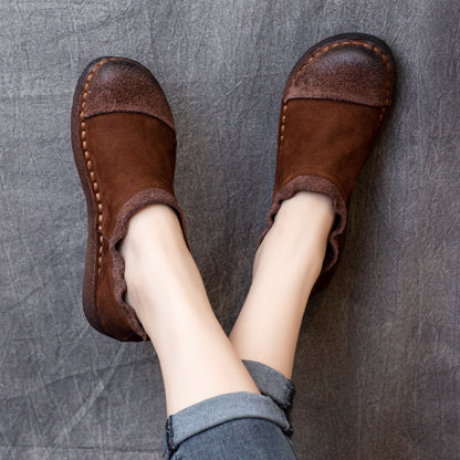 Abby | Orthopedic Vintage Suede Slip-On Loafers – Hand-Stitched Comfort Shoes