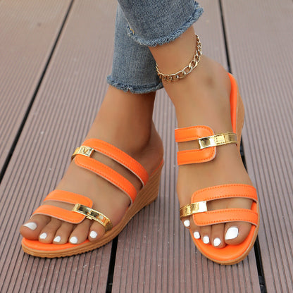 Jorielle | Women’s Orthopedic Strappy Wedge Slide Sandals