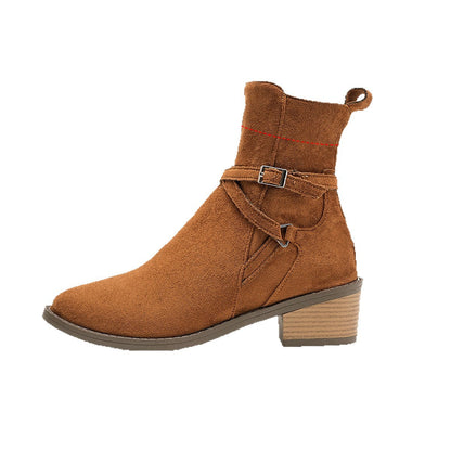 OrthoCare Ankle Boots - Cross-Strap Mid-Heel Comfort