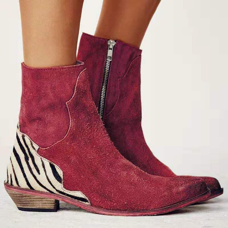 OrthoCare Pointed Low Heel Boots - Side Zip Comfort