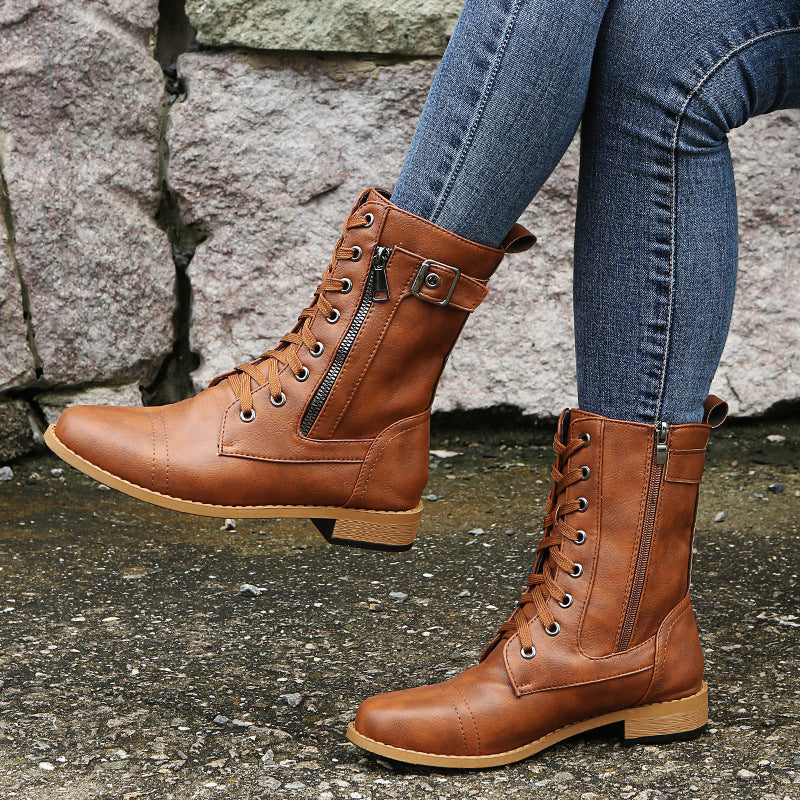 OrthoCare Women's Lace Up Low Heel Boots - Supportive