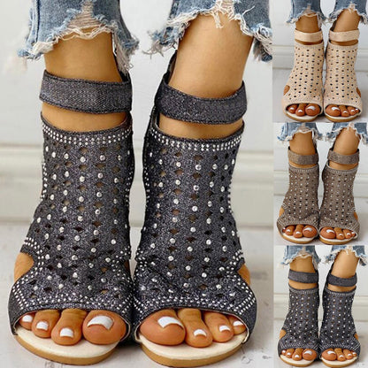 OrthoCare Summer Rhinestone Sandals With A Unique Back Zip Design
