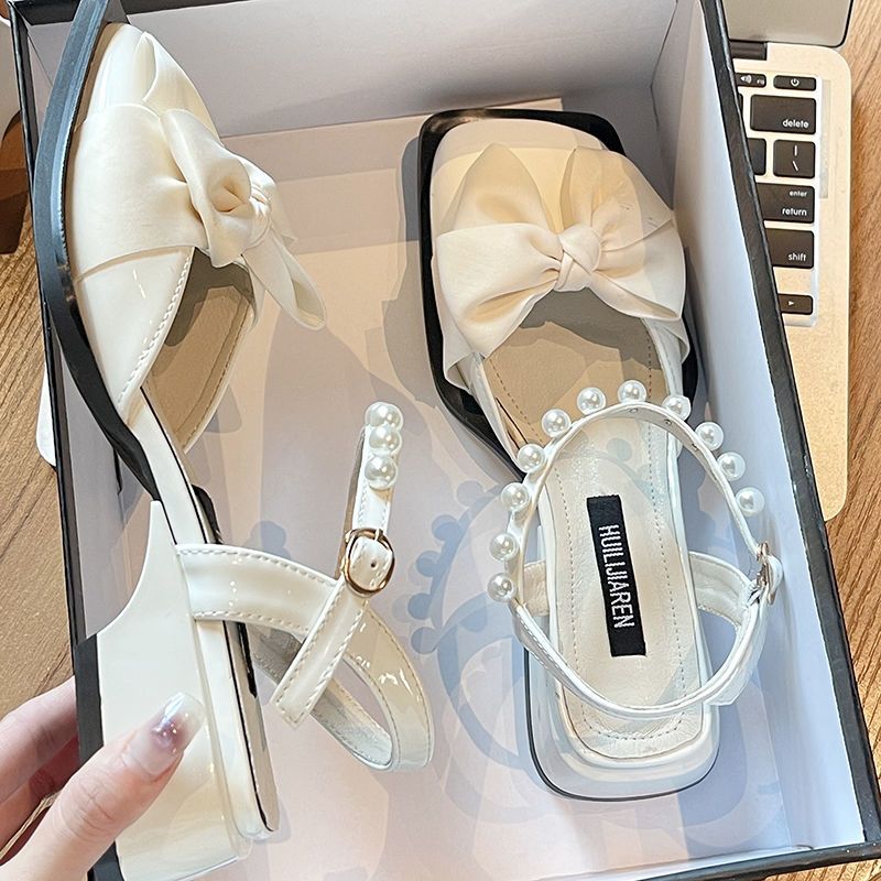OrthoCare | Bow Detail Platform Strap Sandals