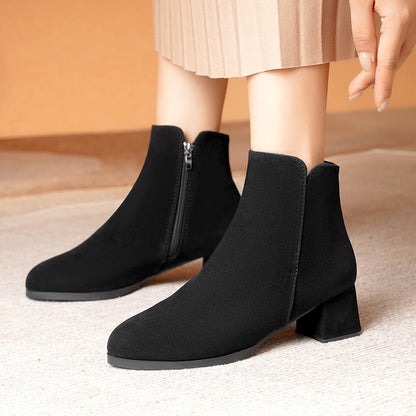 OrthoCare Suede Boots - Pointed Toe, Side Zipper