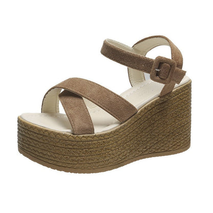 OrthoCare Cross Strap Espadrille Platform Wedge Sandals