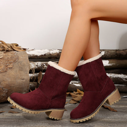 Helena | Orthopedic Fur-Lined Mid-Calf Suede Block Heel Winter Boots