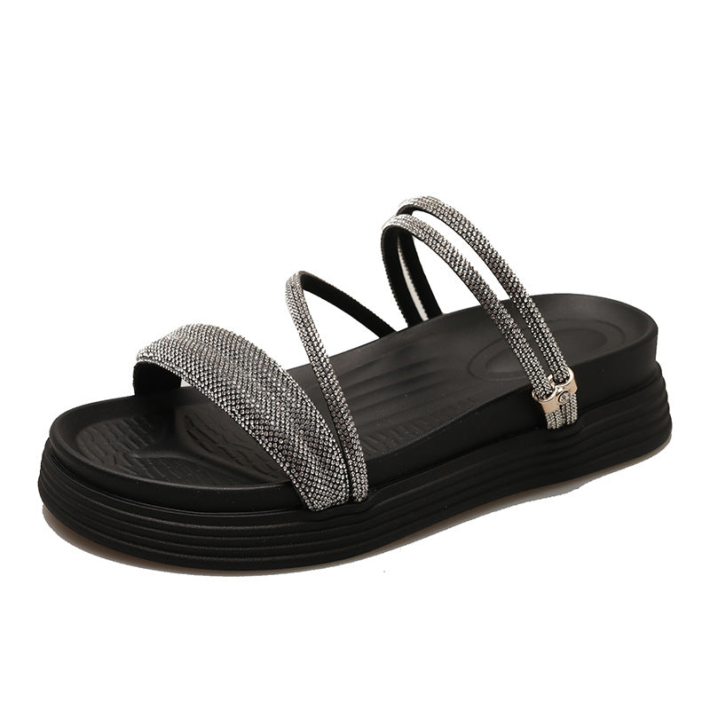 Tovielle | Women’s Orthopedic Rhinestone Double Strap Platform Sandals