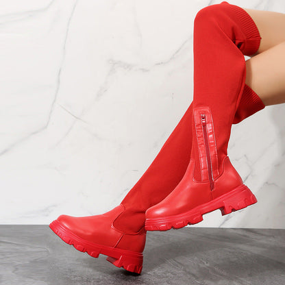 Micaiah | Bold Stretch-Knit Chunky Sole Orthopedic Knee-High Boots