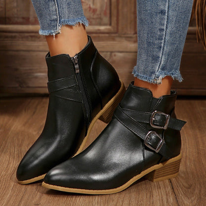 OrthoCare Ankle Boots - Chunky Heel Leather Comfort