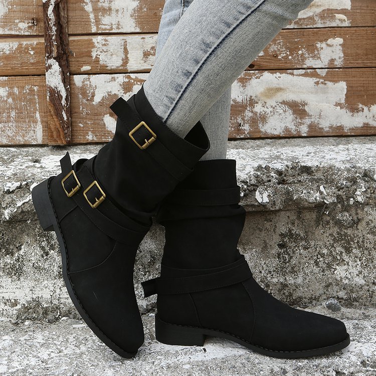 OrthoCare Vintage Low Heel Boots With Adjustable Buckle