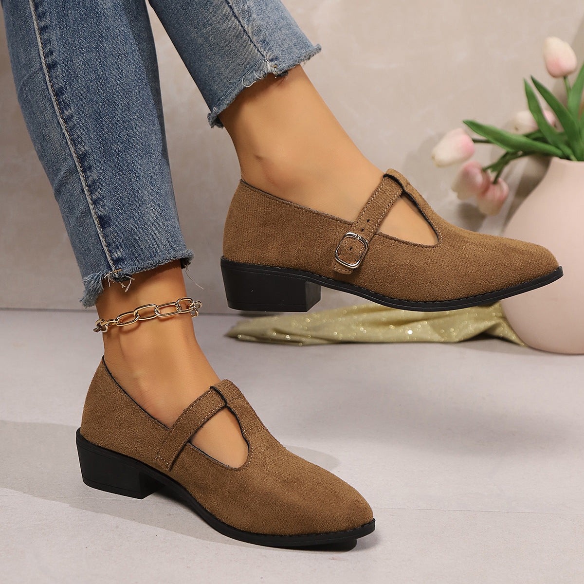 OrthoCare Women's Pointed Toe Buckle Shoes