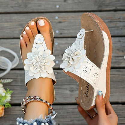 Brenna | Women’s Orthopedic Floral Wedge Slide Sandals