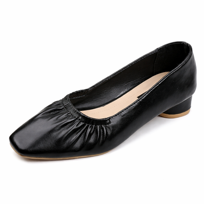 Orthopedic Low Heel Flats – Soft Leather Comfort Slip-On Dress Shoes