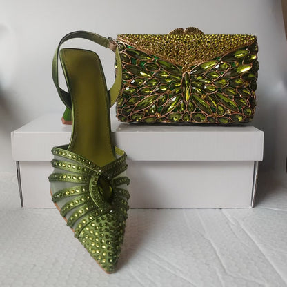 Finette | Women’s Orthopedic Rhinestone Pointed Toe Slingback Heels