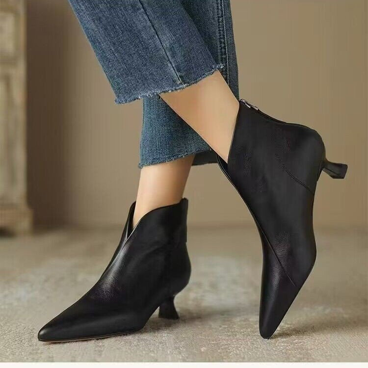 OrthoCare Chic French-Style Kitten Heel Ankle Boots