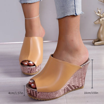 OrthoCare Peep Toe Platform Wedge Mule Sandals