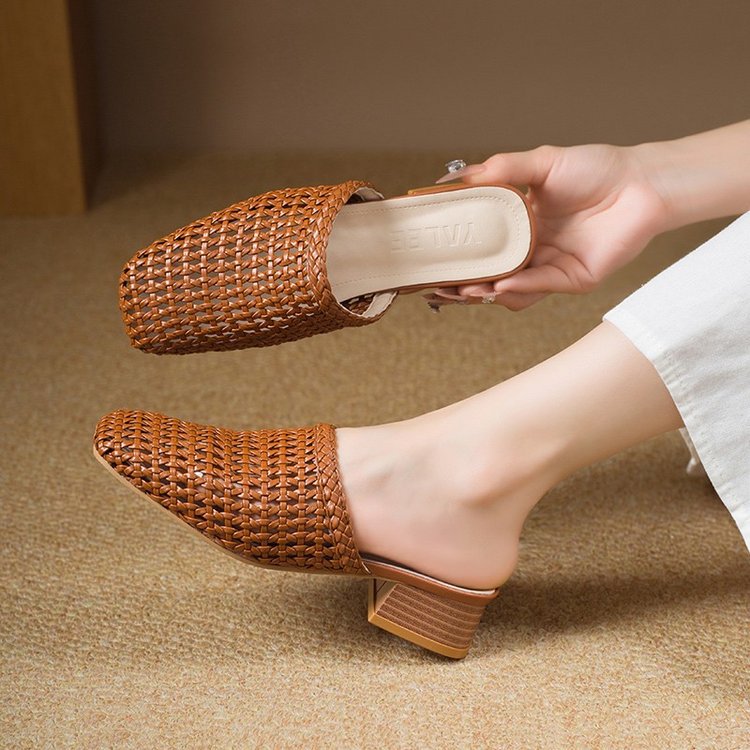 Pearline | Women’s Orthopedic Woven Pointed Toe Mule Heels