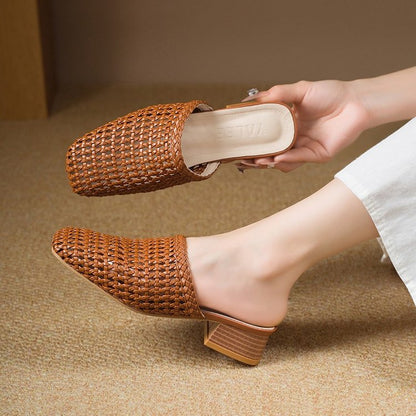 Pearline | Women’s Orthopedic Woven Pointed Toe Mule Heels