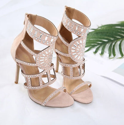 OrthoCare Rhinestone High-Heeled Sandals - Unique Elegance