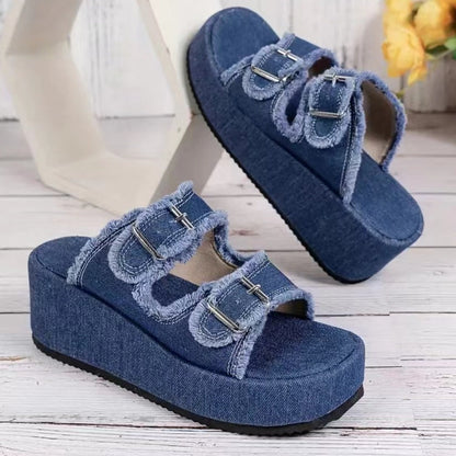 OrthoCare Double Buckle Platform Comfort Slide Sandals