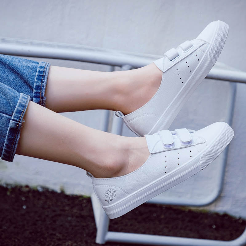 OrthoCare Women’s White Velcro Sneakers – Lightweight Casual Walking Shoes