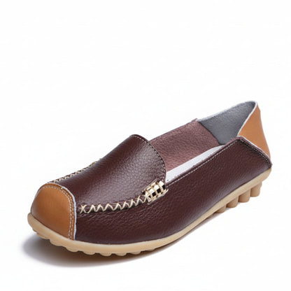 OrthoCare Women’s Leather Slip-On Loafers – Vintage Comfort Walking Shoes
