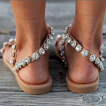 OrthoCare Boho Mule Sandals With Rhinestones - Unique Elegance