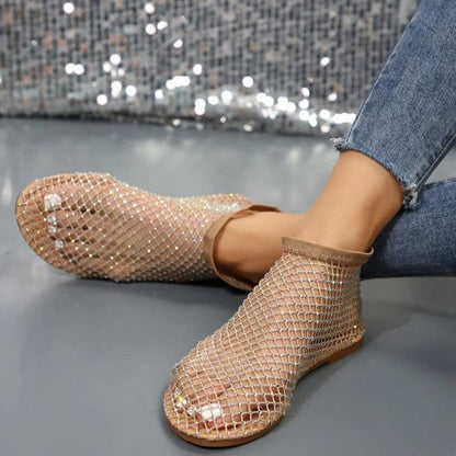 OrthoCare Hollow Flat Sandals With Rhinestones - Summer Fashion