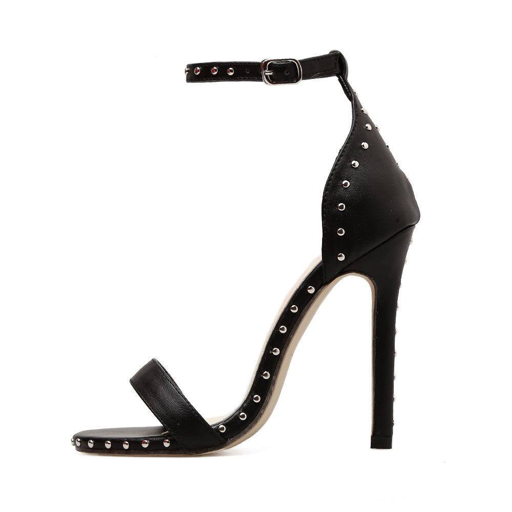 OrthoCare Riveted Stiletto Heel Sandals, Unique Elegance 