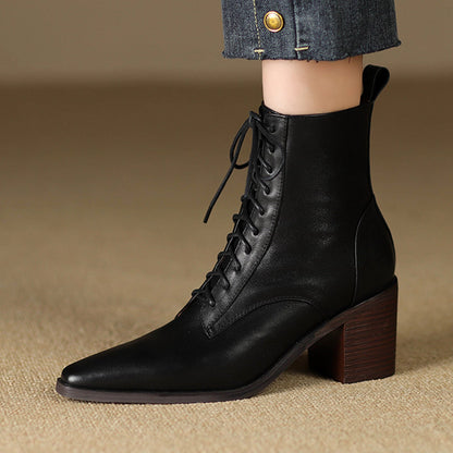 OrthoCare Ankle Boots - Thick Heel Lace-Up Comfort