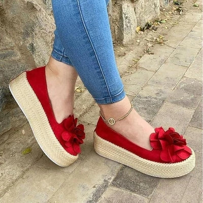OrthoCare Women’s Bow Platform Espadrille Flats – Lightweight Comfort Slip-On