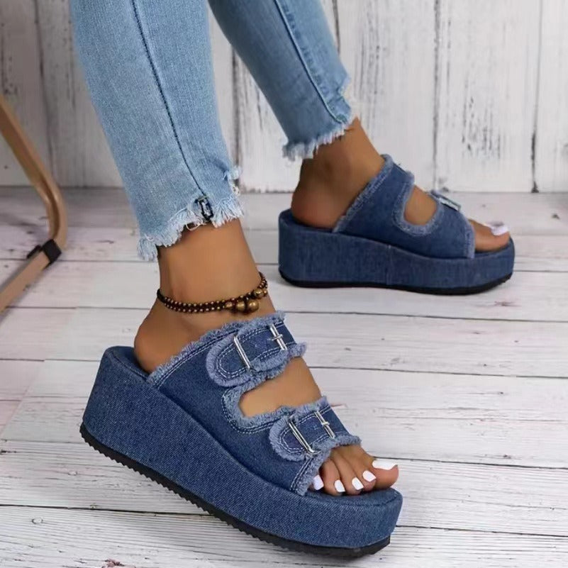 OrthoCare Double Buckle Platform Comfort Slide Sandals