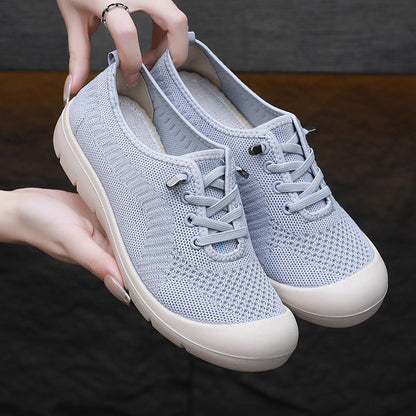 OrthoCare Women’s Knit Lace-Up Sneakers – Lightweight Breathable Comfort Shoes