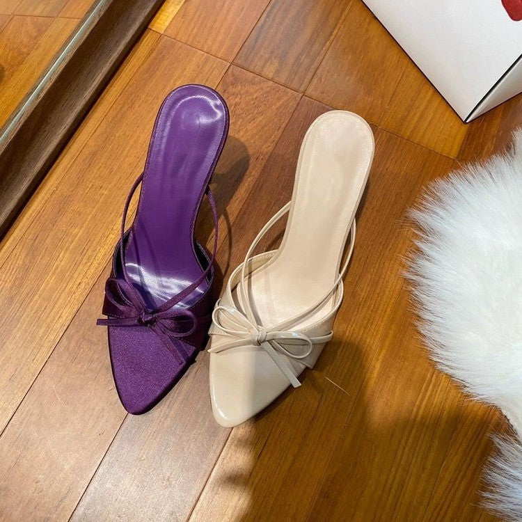Aurette | Women’s Orthopedic Satin Bow Kitten Heel Sandals