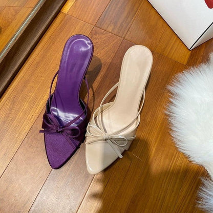 Aurette | Women’s Orthopedic Satin Bow Kitten Heel Sandals