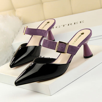 Anais | Women’s Orthopedic Pointed Toe Buckle Slingback Mule Pumps