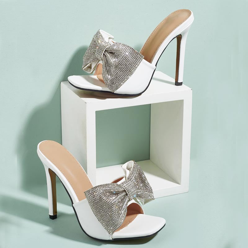 Amaryllis | Women’s Orthopedic Rhinestone Bow Stiletto Mule Sandals