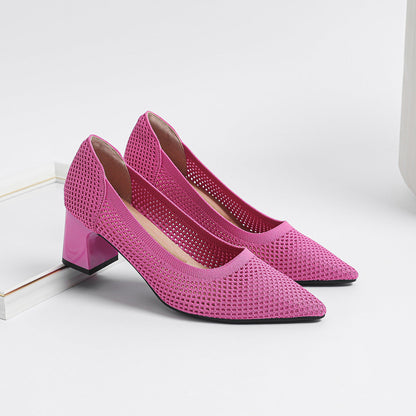 Quincy | Women’s Orthopedic Woven Pointed Toe Block Heel Pumps