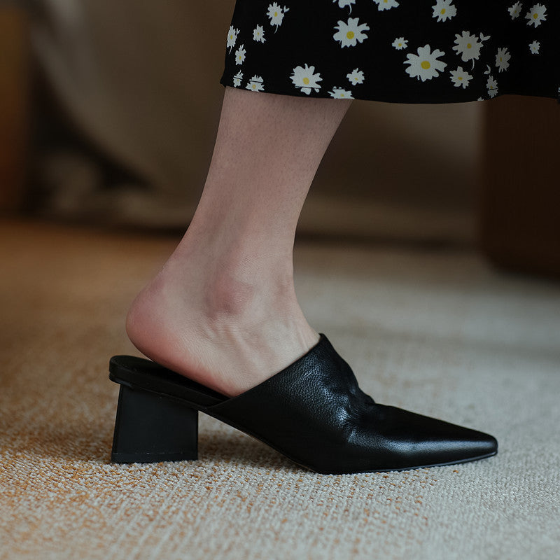 Bhavya | Women’s Orthopedic Pointed Toe Low Heel Mule Pumps