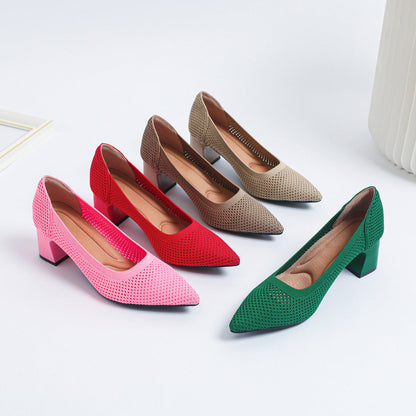 Quincy | Women’s Orthopedic Woven Pointed Toe Block Heel Pumps