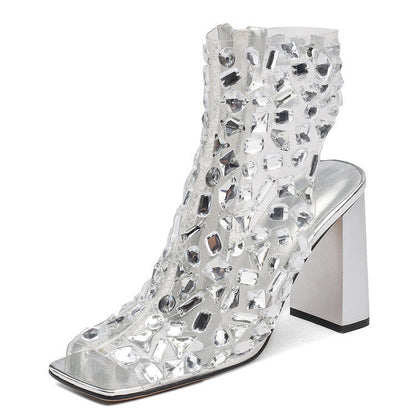 OrthoCare Plus Size Rhinestone High Heel Boots