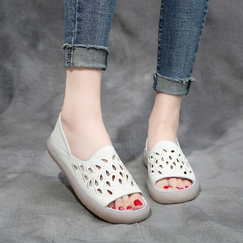Yvette | Women’s Orthopedic Perforated Peep Toe Comfort Loafers