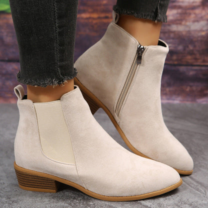OrthoCare Suede Ankle Boots - Thick Heel Comfort