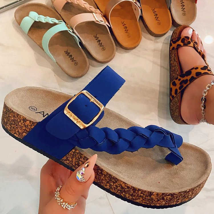 Apolline | Women’s Orthopedic Braided Buckle Cork Footbed Sandals