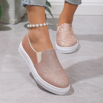 OrthoCare Round-Toe Flat Shoes With Sequins - Unique Elegance