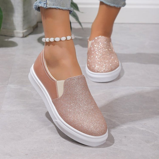 OrthoCare Round-Toe Flat Shoes With Sequins - Unique Elegance
