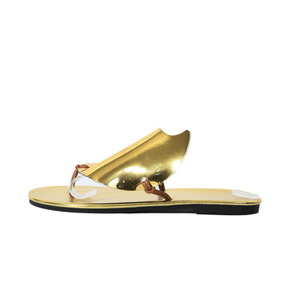 OrthoCare Metallic Toe Ring Flat Slide Sandals