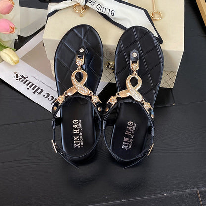 Violetta | Women’s Orthopedic Rhinestone Toe Ring Flat Sandals