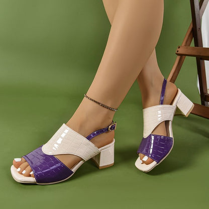 Ivelle | Women’s Orthopedic Colorblock Slingback Block Heel Sandals