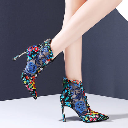 OrthoCare Leather Floral High Heel Sandals